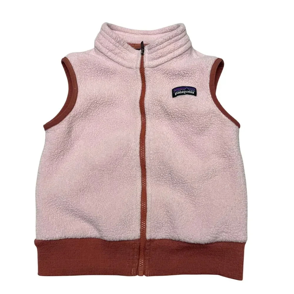 Patagonia Baby Synchilla Fleece Full Zip Vest Toddler 2T Pink Granola Gorpcore